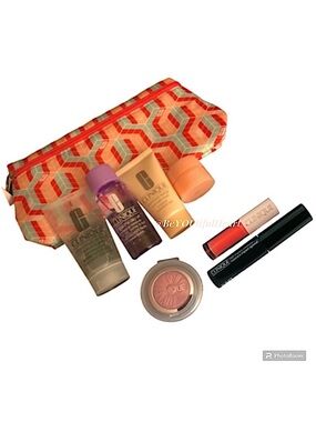 Clinique 7-Piece Deluxe Travel Size Skincare and Makeup Set with Cosmetic Bag